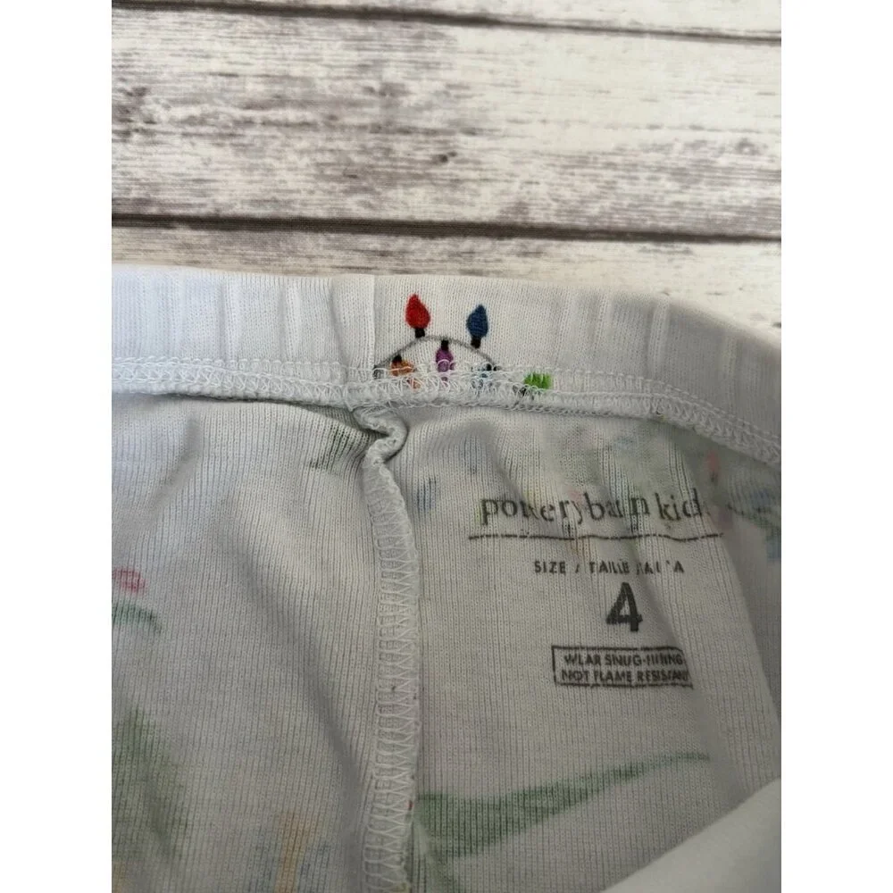 Pottery Barn Kids CHRISTMAS Dino Organic 2 Piece Pajama Set Sz 4‎